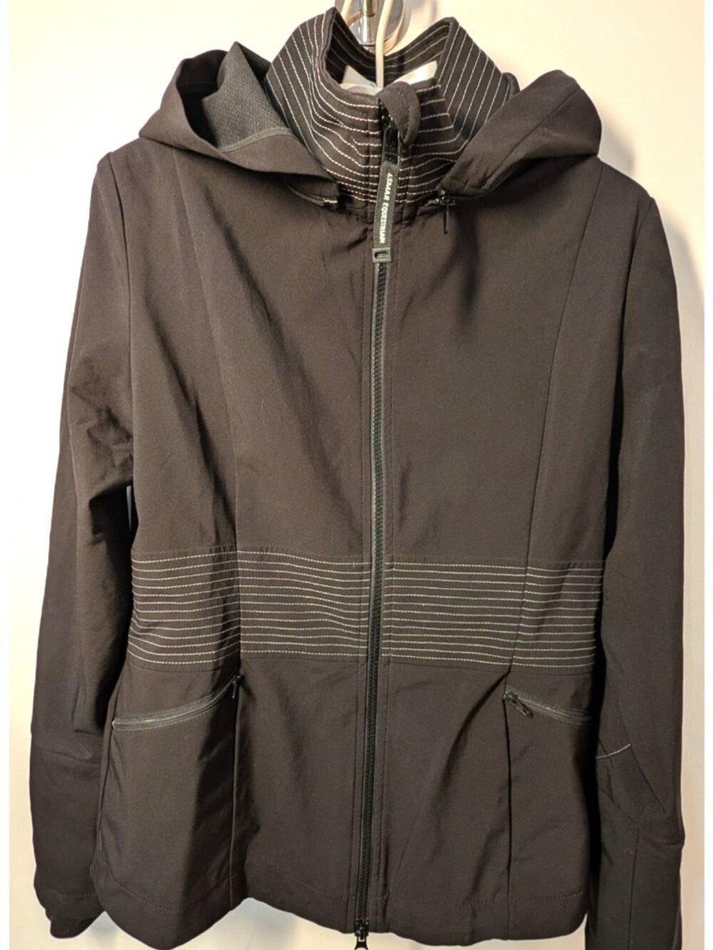 Asmar Equestrian Black Softshell Removable Hood Riding Jacket, Women, Small